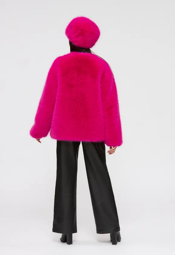 Фото Шуба из эко песца фуксия - 5