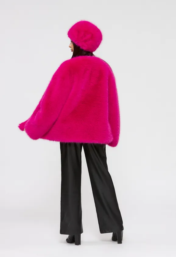 Фото Шуба из эко песца фуксия - 7