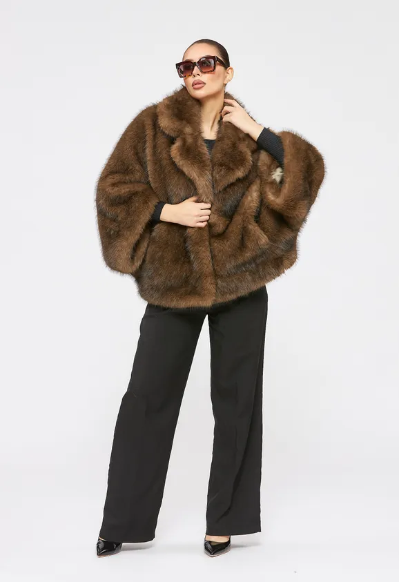 Фото Шуба из эко соболя с английским воротником - 4