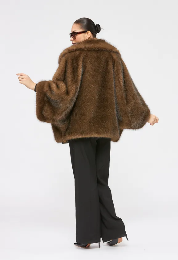 Фото Шуба из эко соболя с английским воротником - 7