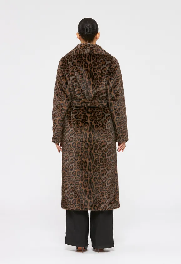 Фото Шуба из эко норки леопард с английским воротником - 8