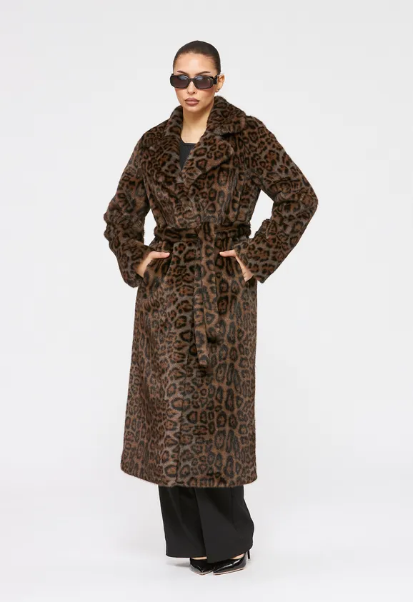 Фото Шуба из эко норки леопард с английским воротником - 2
