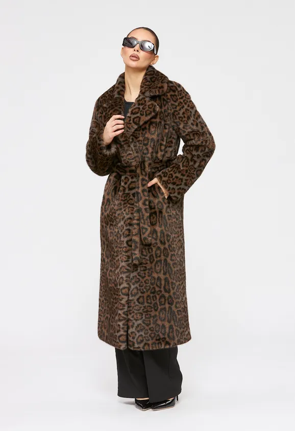 Фото Шуба из эко норки леопард с английским воротником - 3