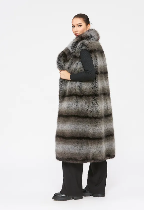 Фото Жилет из эко енота серый - 2