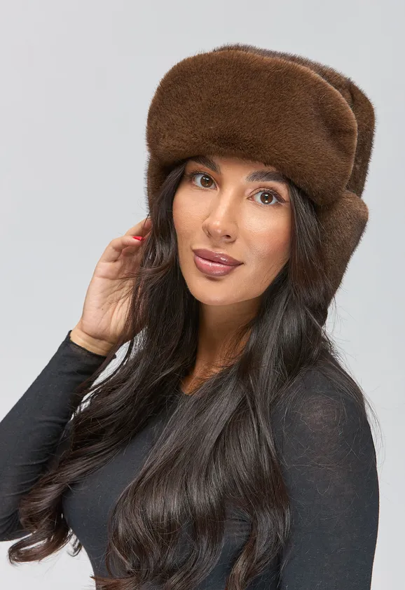 Фото Ушанка Эко Норка Коричневый - 5