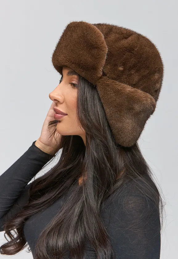 Фото Ушанка Эко Норка Коричневый - 4