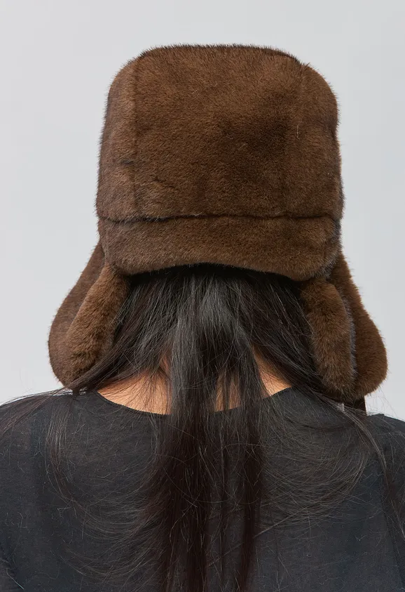 Фото Ушанка Эко Норка Коричневый - 8