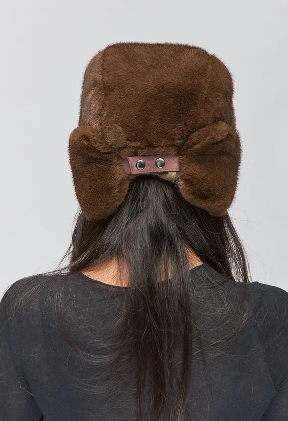 Фото Ушанка Эко Норка Коричневый - 6