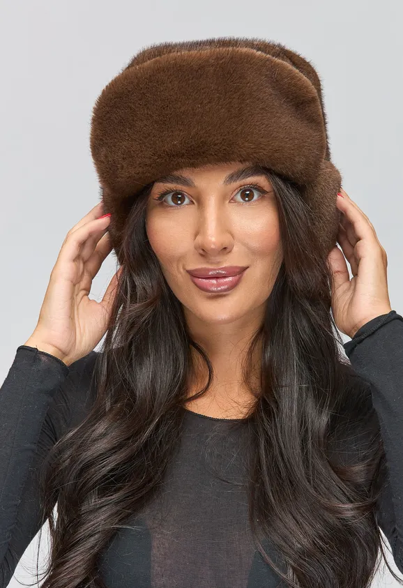 Фото Ушанка Эко Норка Коричневый - 7