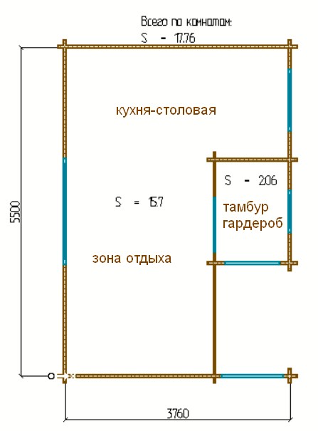 Дом мини-брус «Сонет», 6×4 м.