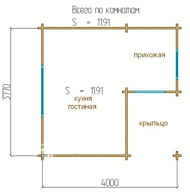 Дачный дом «Эхо» 4×6 м с террасой