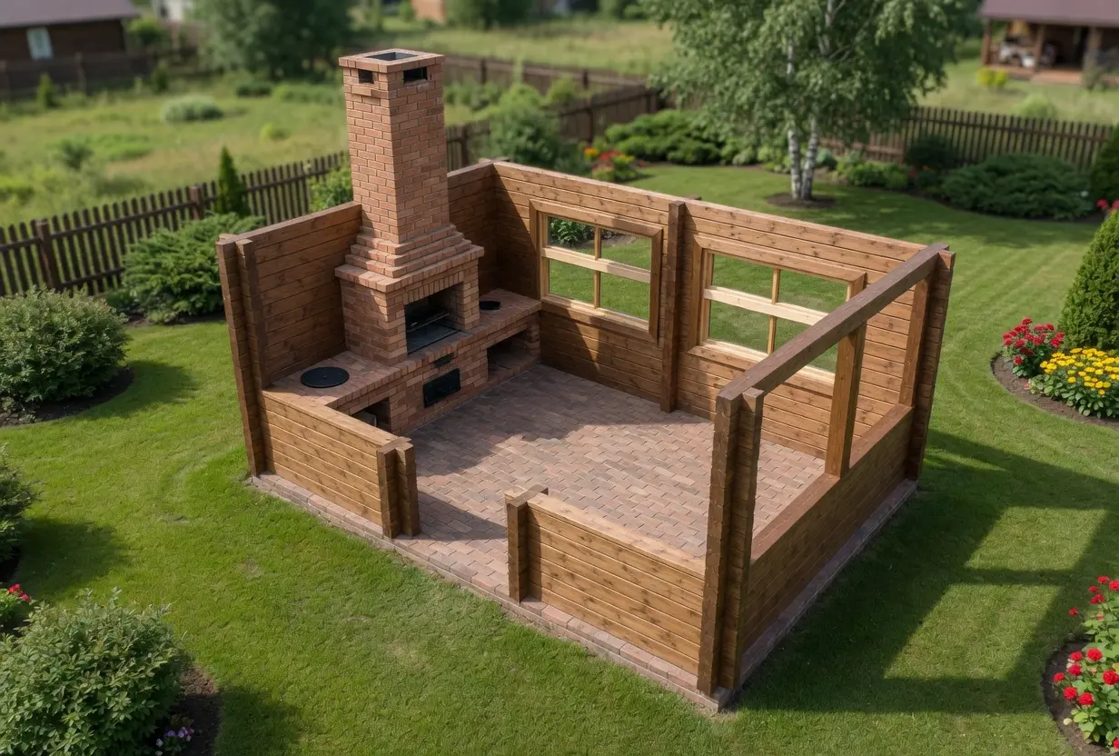 Беседка из профилированного бруса 5,4×3,4 м