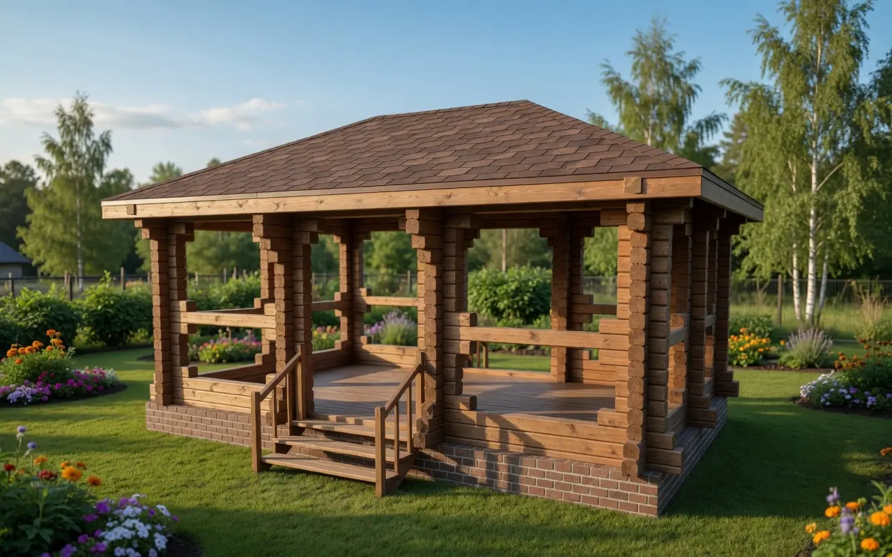 Беседка из профилированного бруса 4×6 м, вариант 2