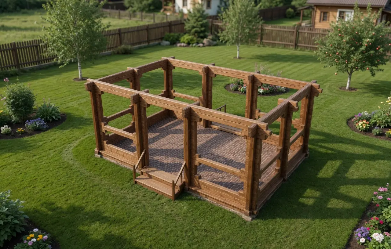 Беседка из профилированного бруса 4×6 м, вариант 2