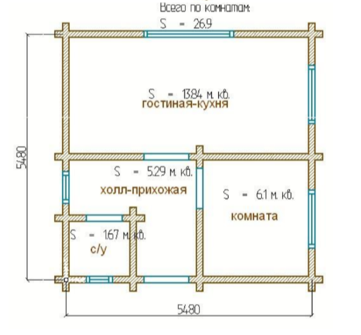 Дом из профилированного бруса «Атмосфера природы», 5,48×5,48 м