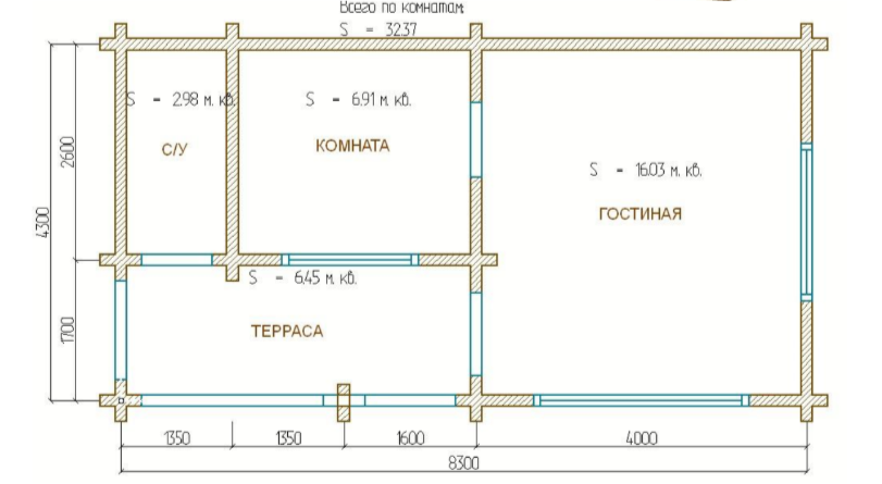 Дом из профилированного бруса «Полёт ласточки», 8,3×4,3 м