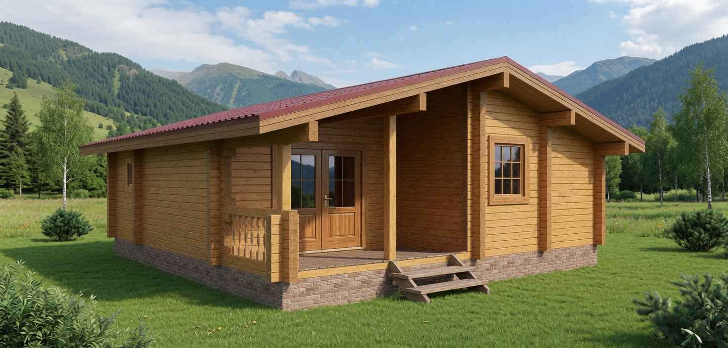Дом из профилированного бруса «Привет сосед», 8×8 м
