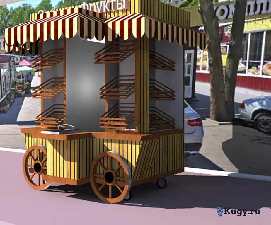 Телега - киоска для продажи фрукты - овощи