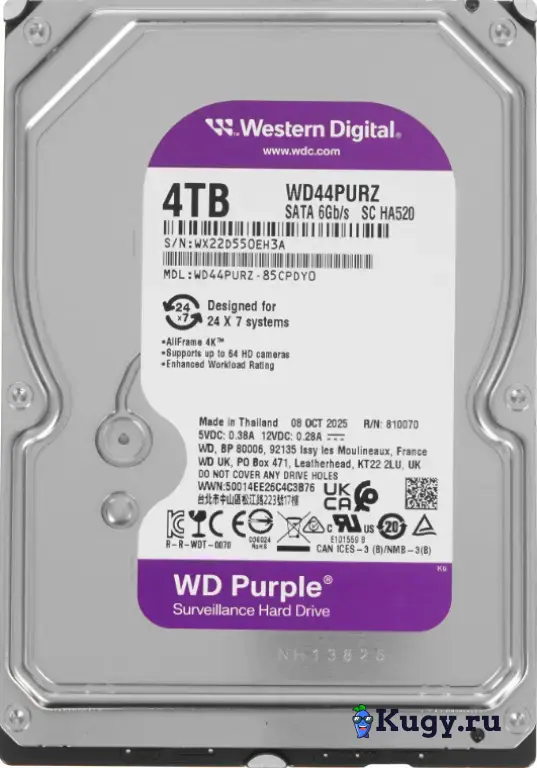 Жесткий диск WD Purple 4 ТБ WD40PURZ