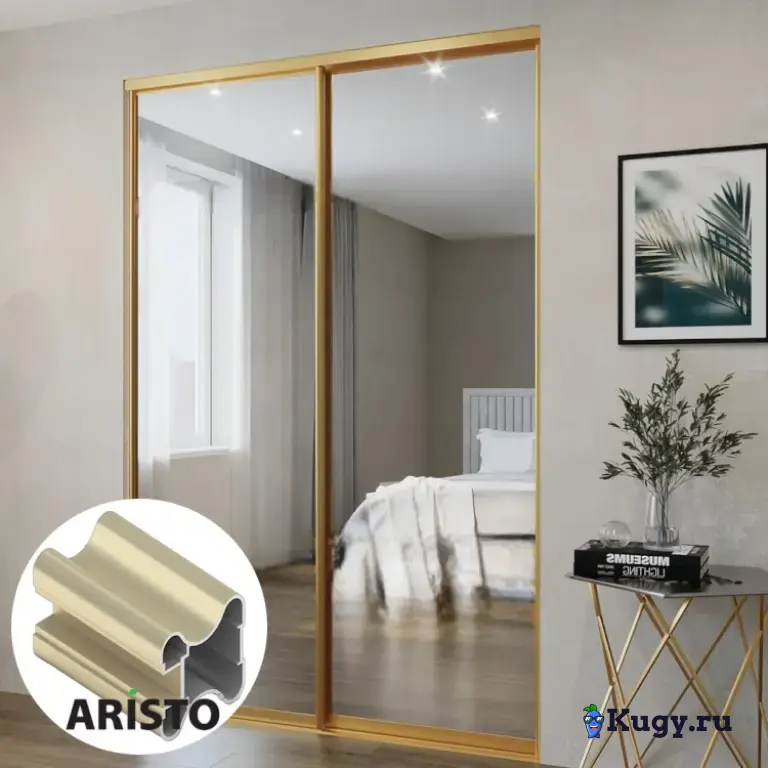 Дверь-купе ARISTO Н, зеркало, профиль золото матовое