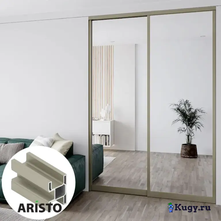 Дверь-купе ARISTO SMART, зеркало, профиль шампань матовая