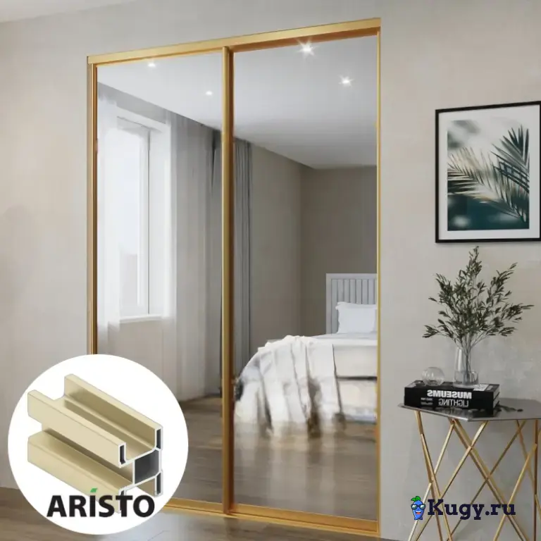 Дверь-купе ARISTO SMART, зеркало, профиль золото матовое