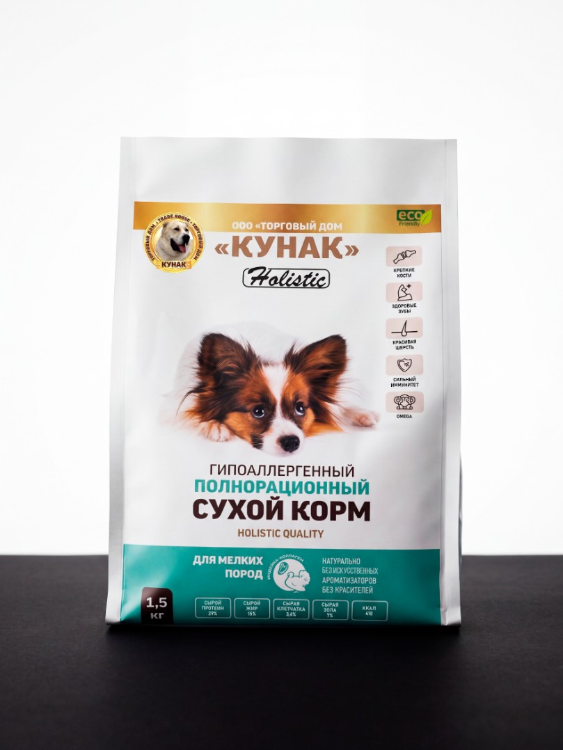 KUNAK Индейка с коллагеном, холистик — для собак мелких пород — упаковка, фото производителя