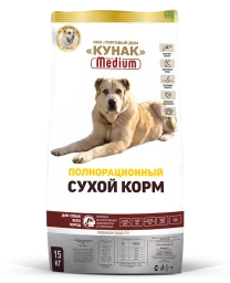 KUNAK Мясное ассорти со злаками (MEDIUM) — для собак всех пород — упаковка, фото производителя