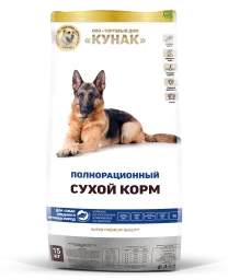 KUNAK Океаническая рыба с рисом — для собак средних и крупных пород — упаковка, фото производителя