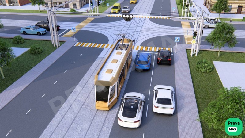 Ushbu svetofor tramvayga qaysi yo‘nalishda harakatlanishga ruxsat beradi?