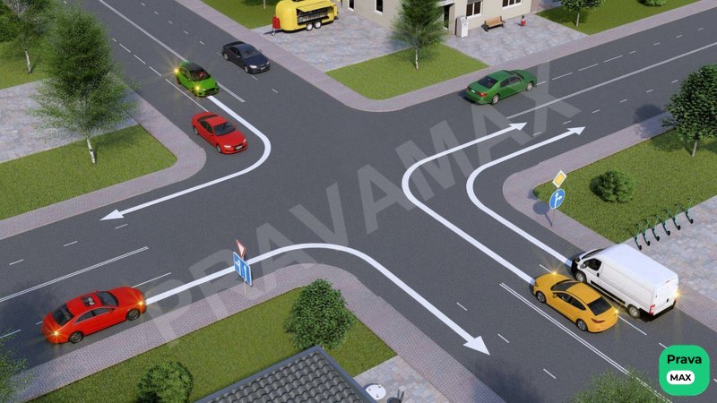 Qaysi transport vositasi o‘ngga to‘g‘ri burilmoqda?