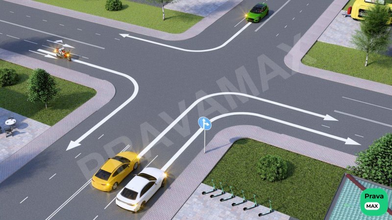 Qaysi transport vositasi o‘ngga to‘g‘ri burilmoqda?
