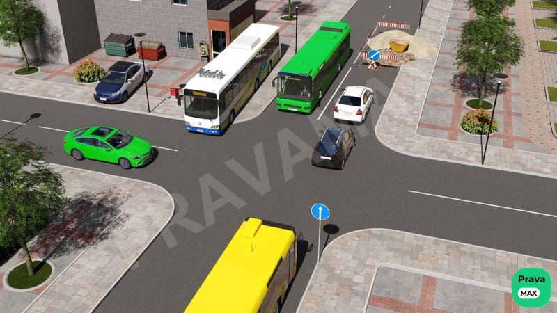 Sariq avtobusning haydovchisiga chorrahaga kirishga ruxsat etiladimi?