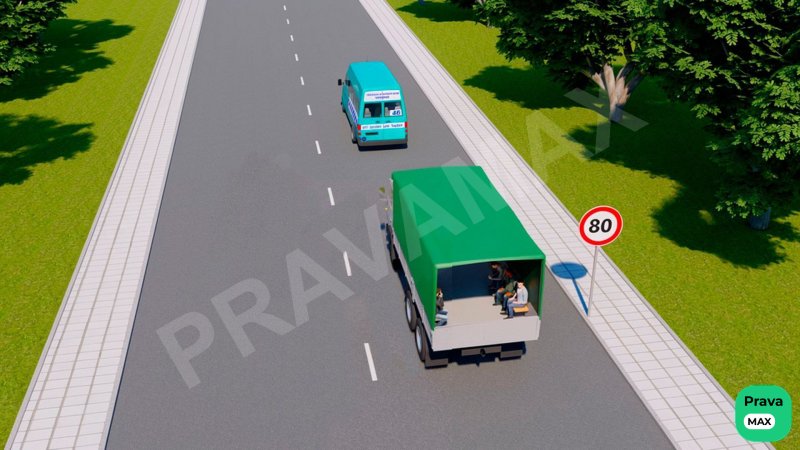 Qaysi transport vositasining haydovchisiga belgida ko'rsatilgan tezlik bilan harakatlanishga ruxsat berilgan?