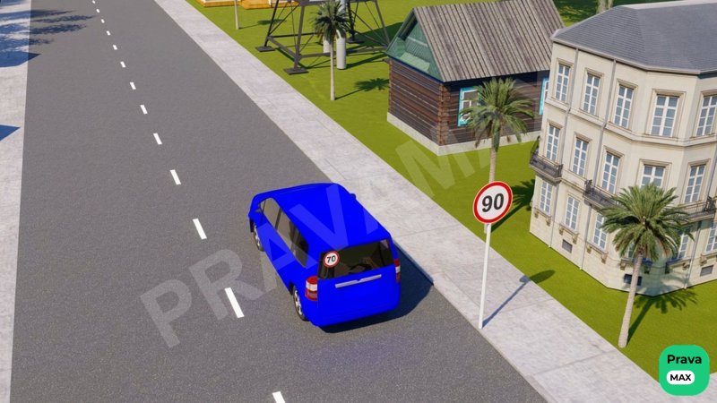Avtomobilning taniqlik belgisi bo'lganda, yo'lning mazkur qismida qanday yuqori tezlik bilan harakatlanishiga ruxsat et…