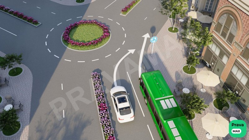Qaysi transport vositasining haydovchisi aylanma harakatli charrahaga to‘g‘ri kirayapti?