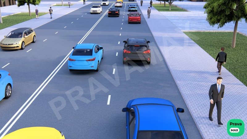 Chiziqlar bilan tasmalarga ajratilgan yo‘lning qatnov qismida transport vositalarining harakatlanishi qanday amalga osh…