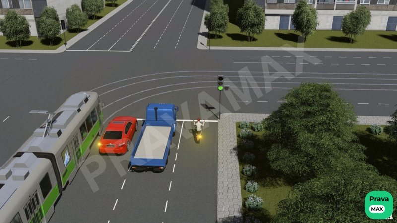 Svetoforning ushbu ishorasida qaysi transport vositalariga harakatlanishga ruxsat etilgan?
