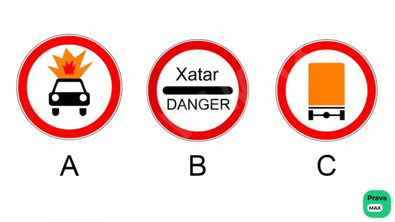 Qaysi belgi “Xavfli yuk tashiyotgan transport vositalarining harakatlanishi taqiqlangan” deb nomlanadi?