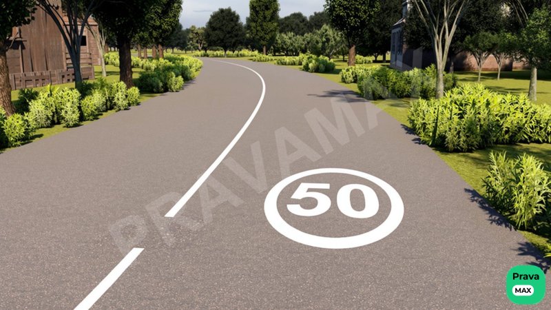 Ushbu “50” yozuvli yo‘l chizig‘i nimani bildiradi?