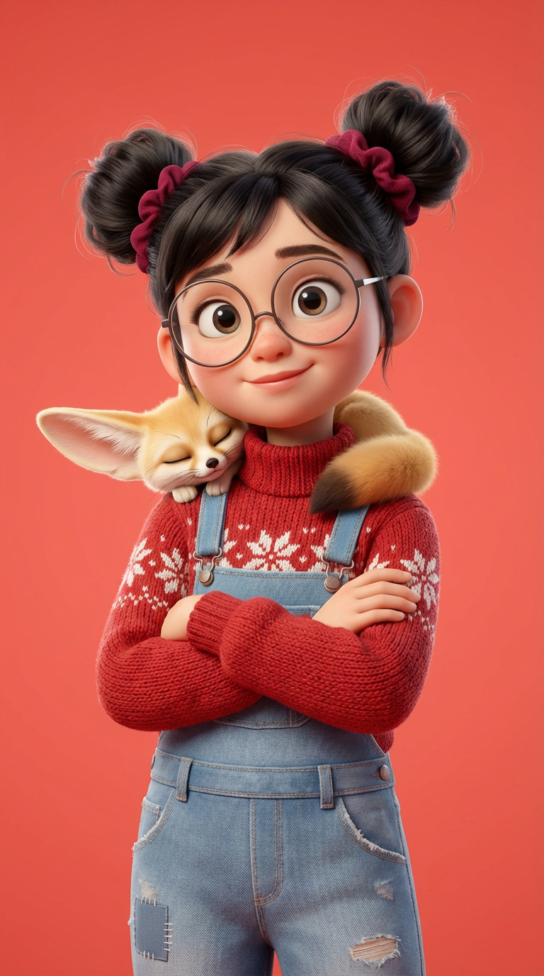 Pixar стиль персонажа 3D портрет девочки