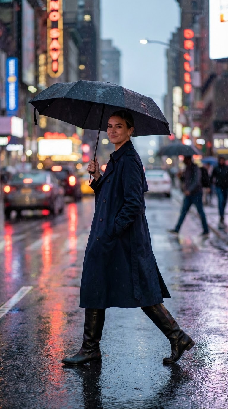 мокрая улица кадр: стильный городской портрет в кинематографическом стиле