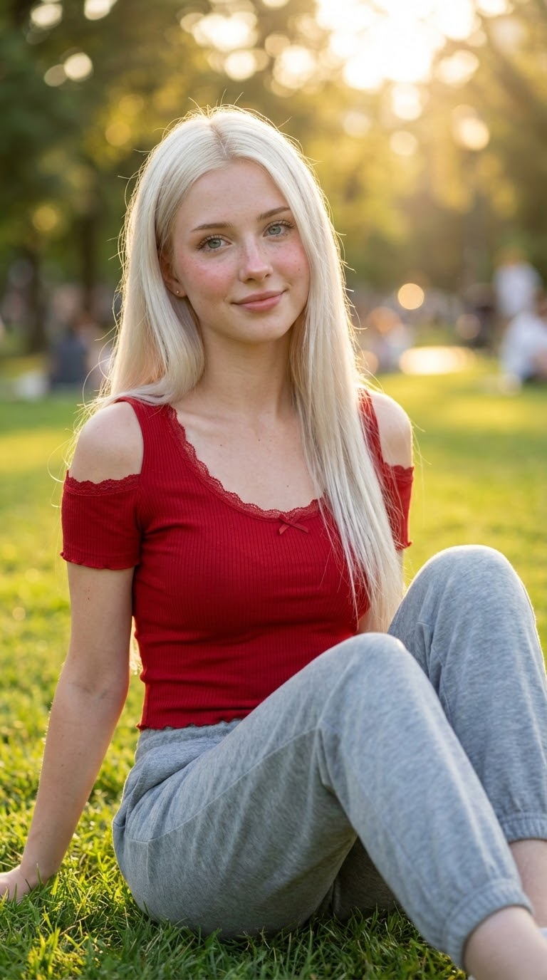 голубые глаза и длинные светлые волосы: летняя фотосессия на природе