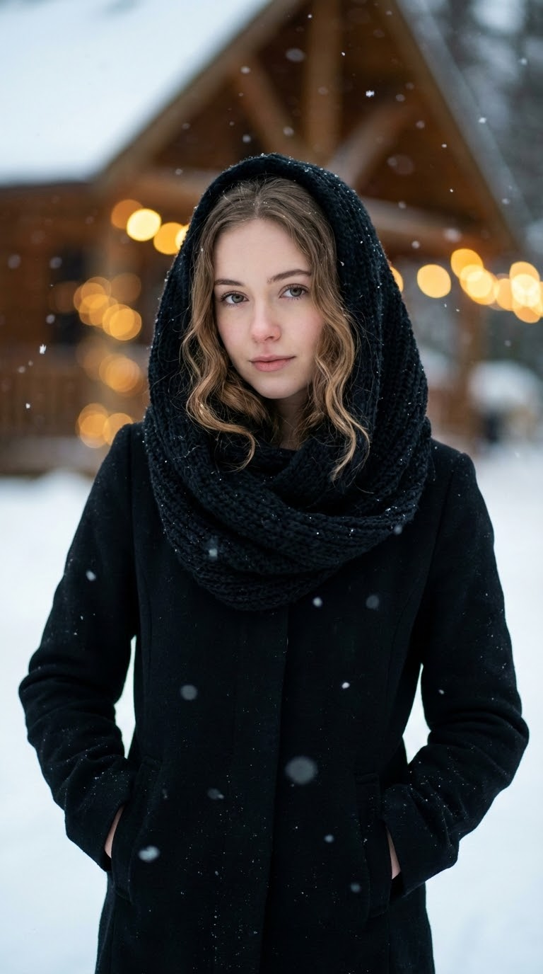 женский зимний образ морозный портрет в кадре