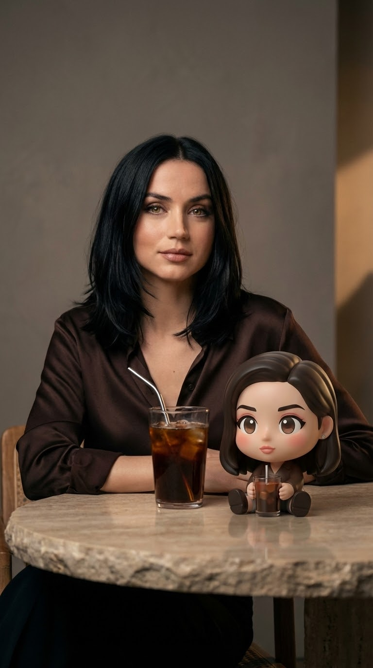 Крупный план лица студийный портрет Ана де Армас в кадре