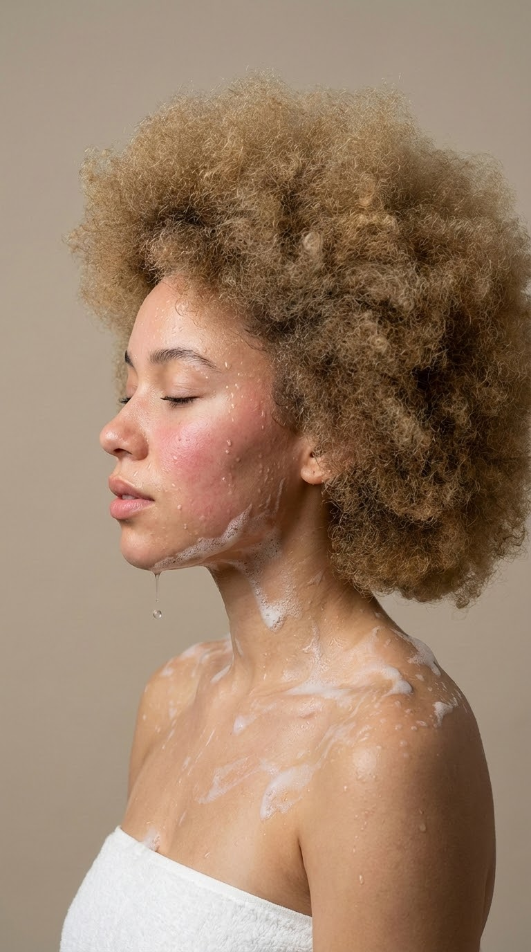 крупный план лица мокрая кожа боковой профиль spa стиль портрета