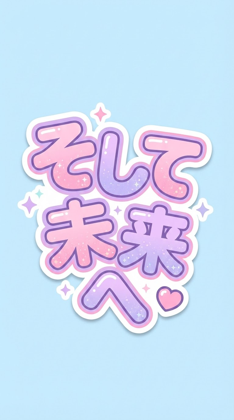 kawaii стиль стикера яркие оттенки букв пастельные цвета