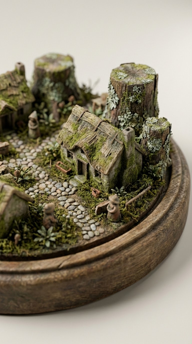 мягкое студийное освещение ультрареалистичная макро миниатюра на круглой основе