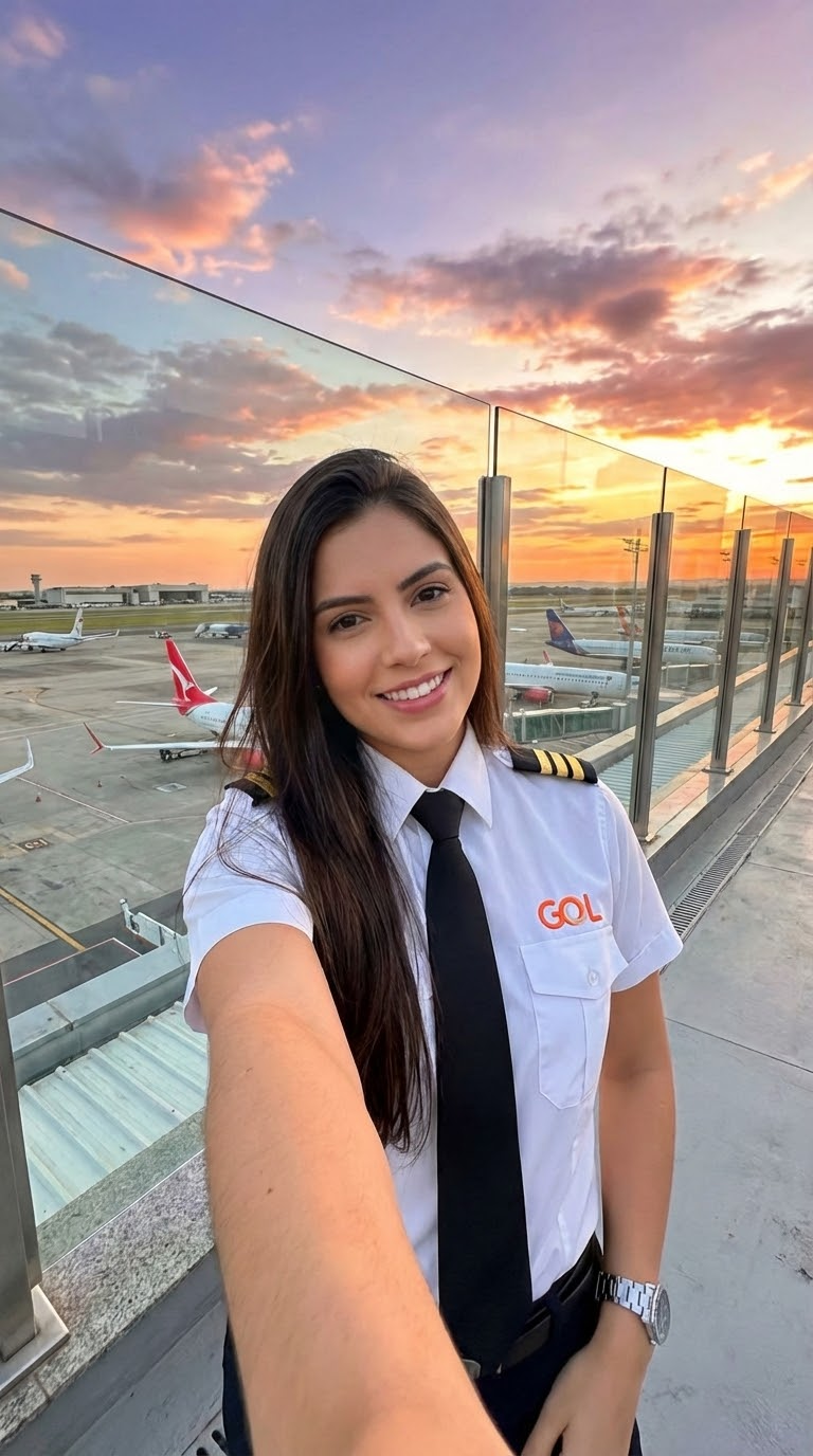 пилот на взлёте селфи в форме пилота