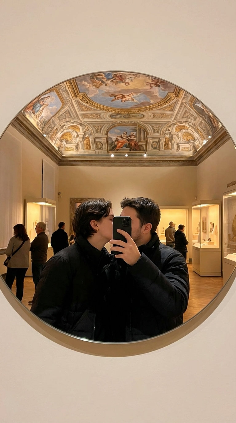 Свет и тени: зеркальный поцелуй в музее